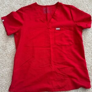 Figs red scrub top